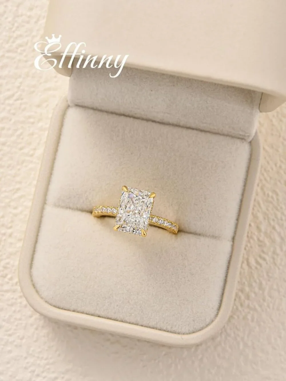 Stunning 3.5/4.0/7.0 Carat Elongated Radiant Cut Gold Plated Engagement Ring